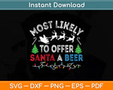 Most Likely To Offer Santa A Beer Drinking Christmas Funny Svg Digital Cutting File