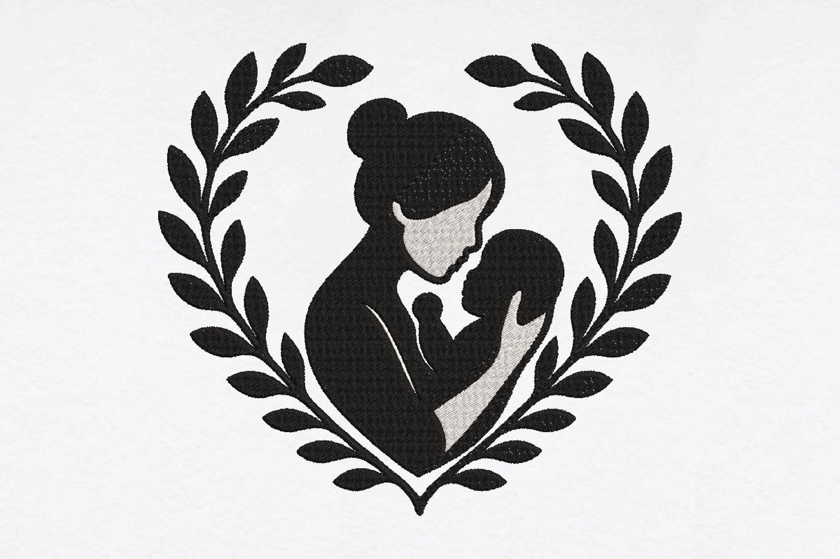Mother and Baby Embroidery Design