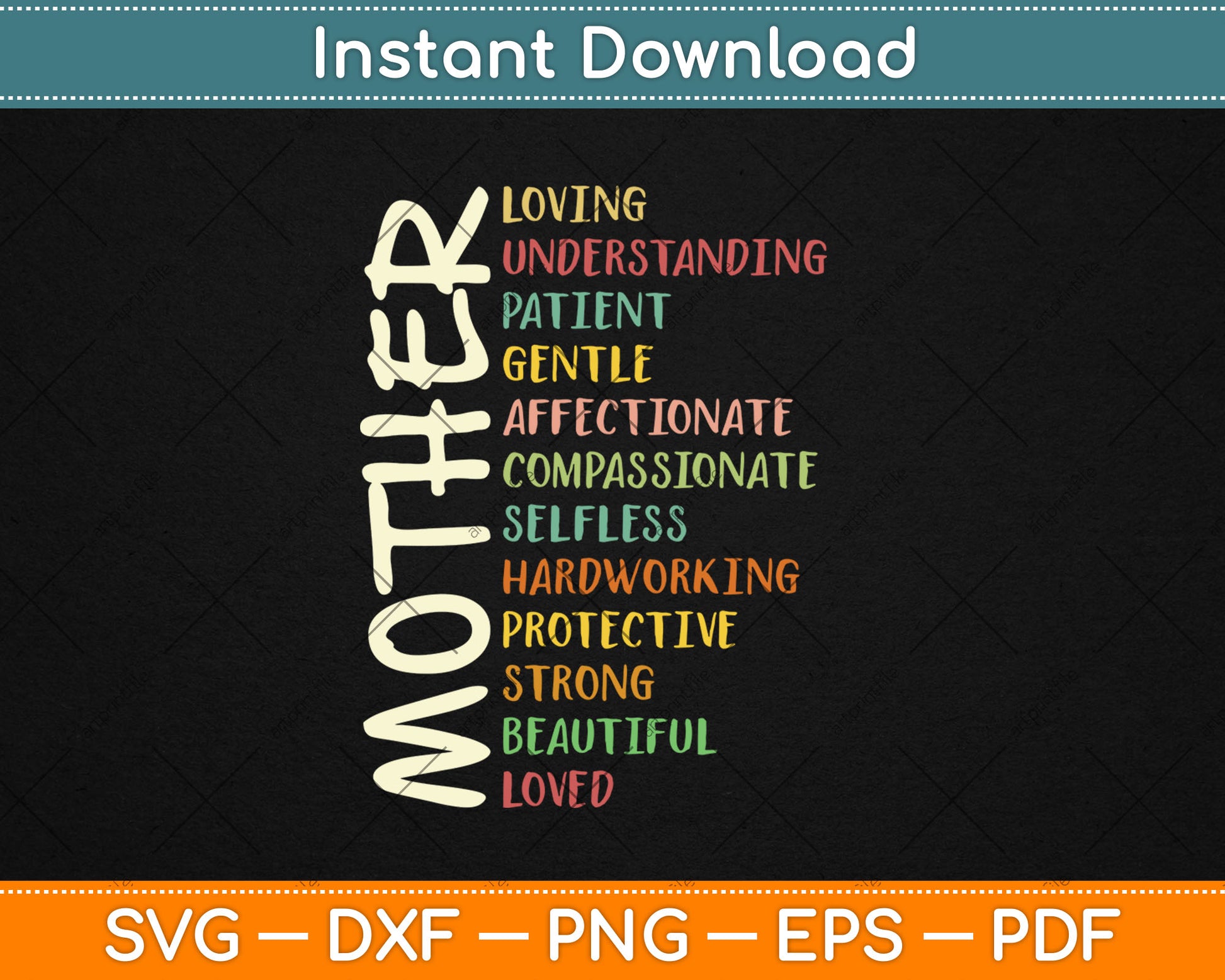 Mother Meaning Gift I Love Mom Mothers Day Svg Digital Cutting File