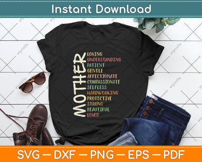 Mother Meaning Gift I Love Mom Mothers Day Svg Digital Cutting File