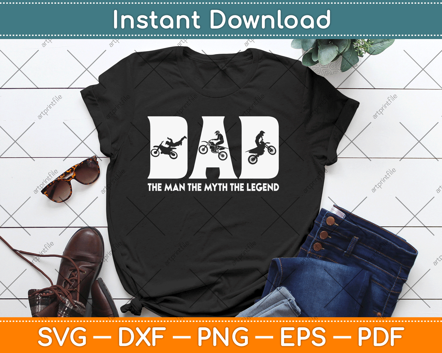 Motocross Dad Man Myth Legend Dirt Bike Motorcycle Race SVG Digital Cutting File
