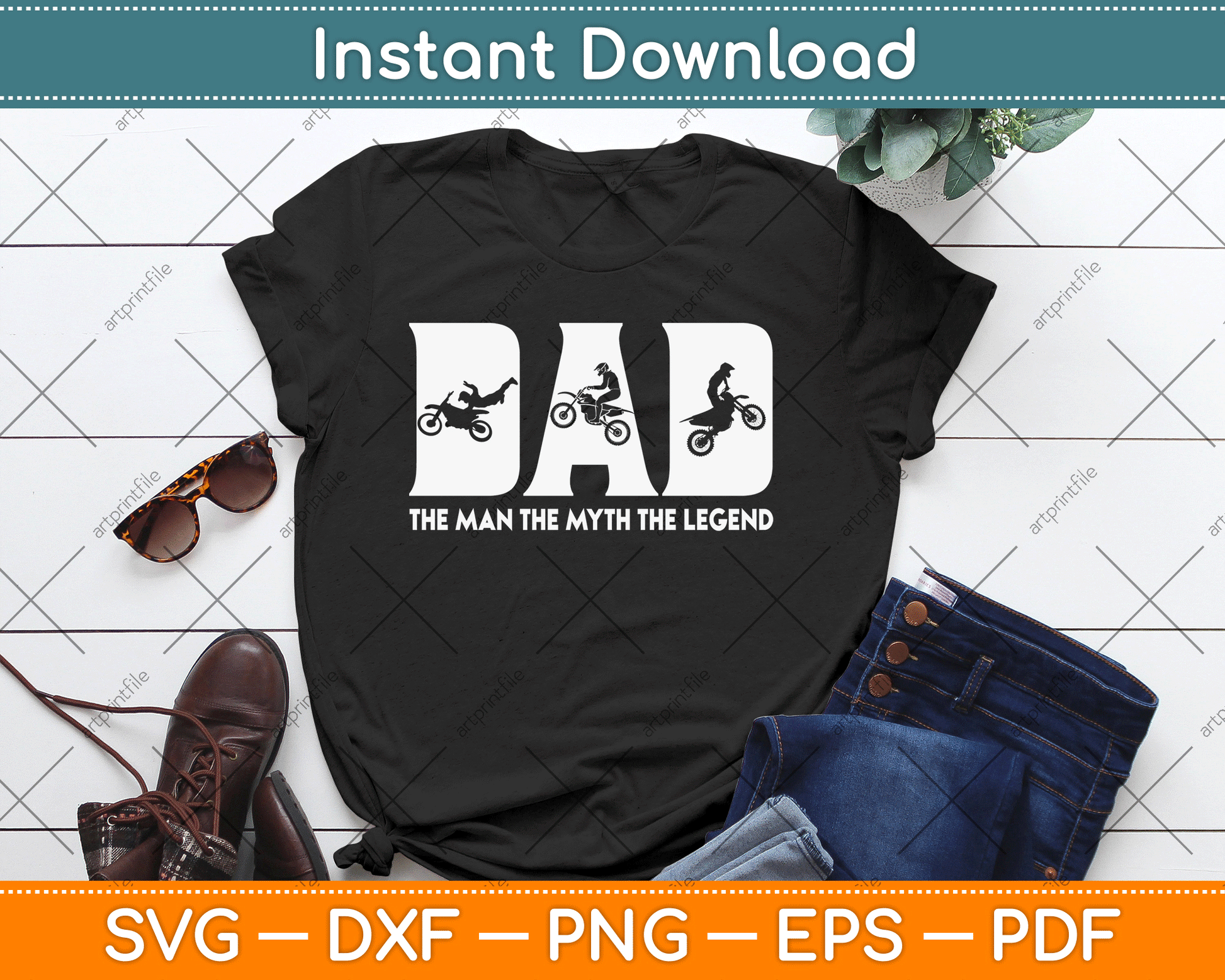 Motocross Dad Man Myth Legend Dirt Bike Motorcycle Race SVG Digital Cutting File