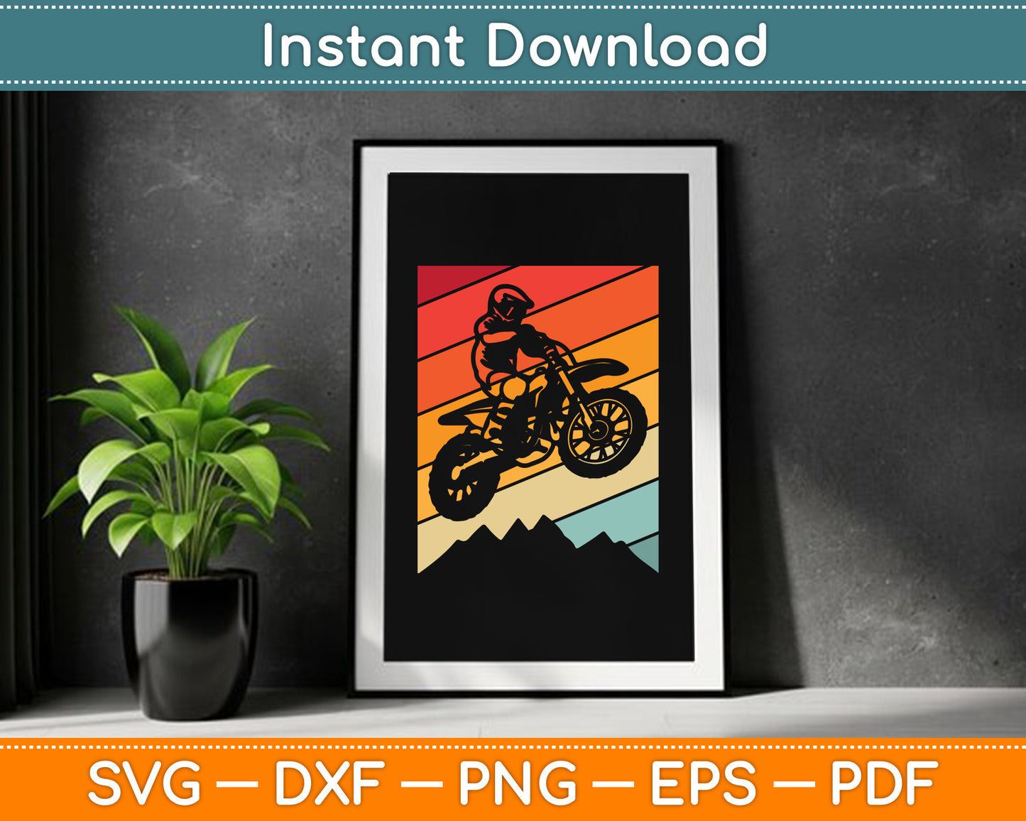 Motocross Bike Vintage Dirtbike Gift Racing Retro Dirt Bike SVG Digital Cutting File