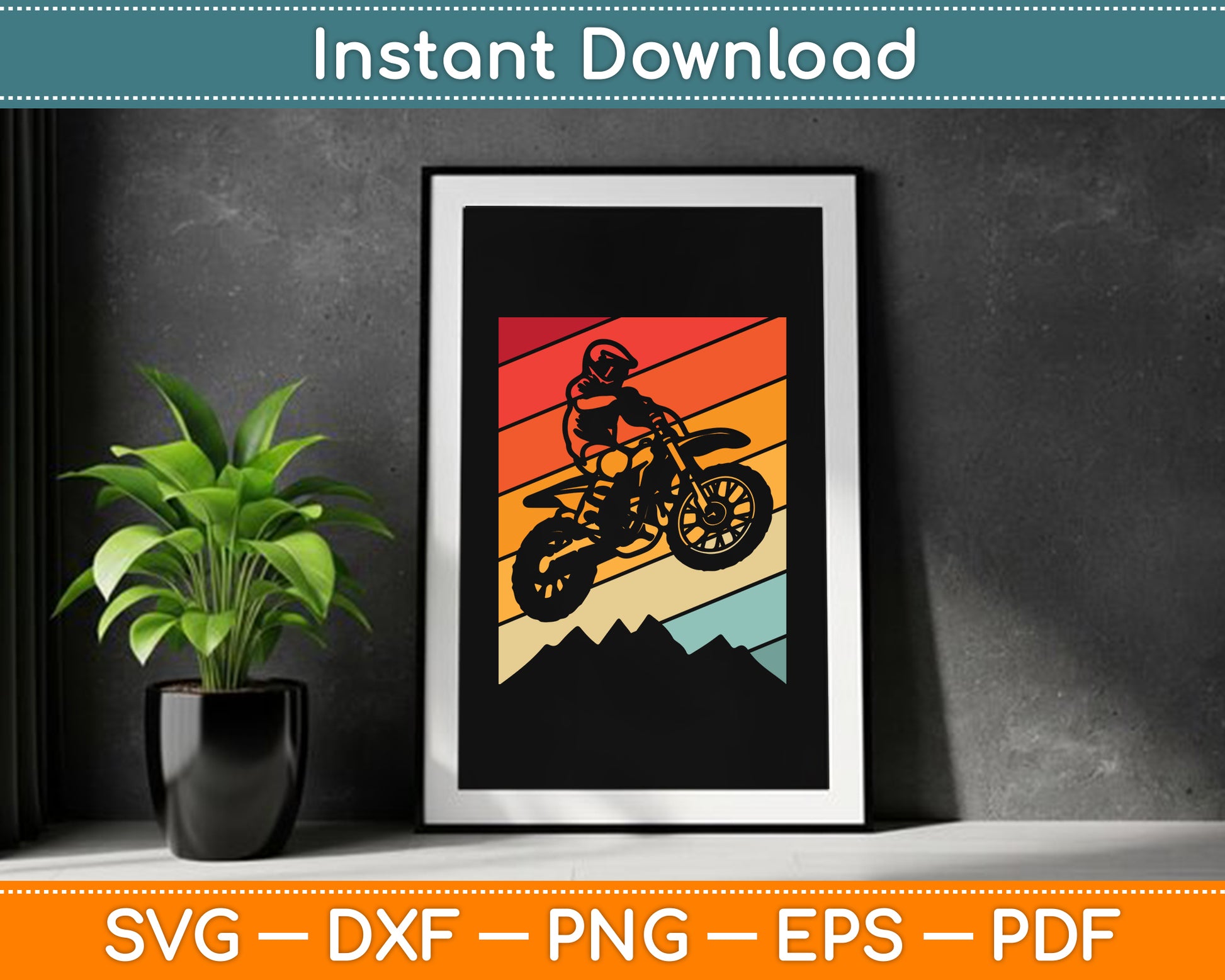 Motocross Bike Vintage Dirtbike Gift Racing Retro Dirt Bike SVG Digital Cutting File
