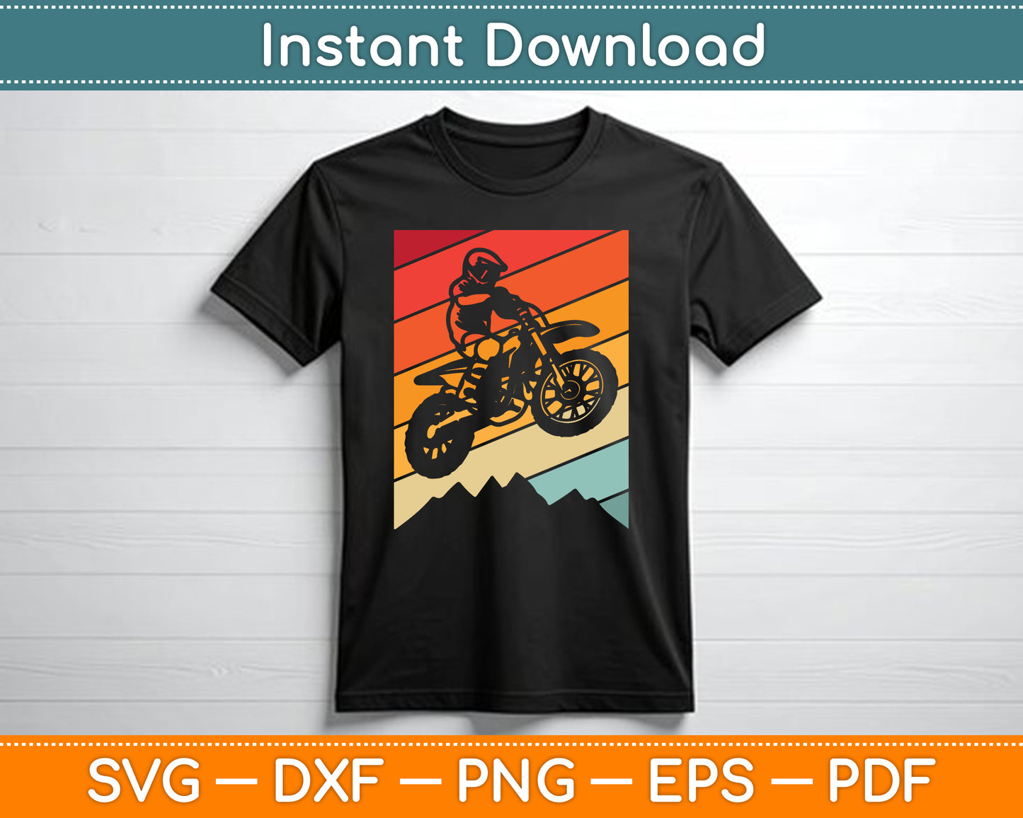 Motocross Bike Vintage Dirtbike Gift Racing Retro Dirt Bike SVG Digital Cutting File