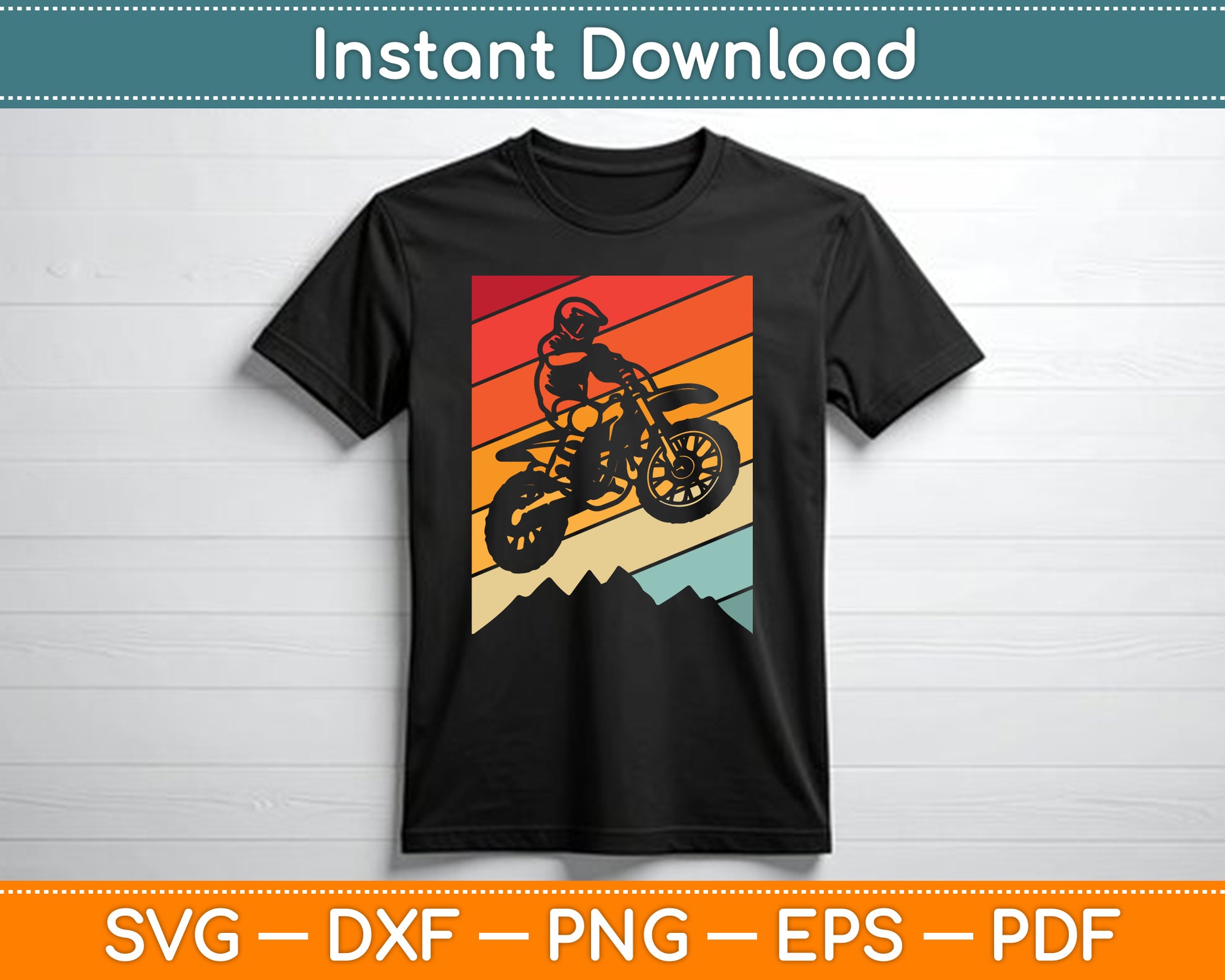 Motocross Bike Vintage Dirtbike Gift Racing Retro Dirt Bike SVG Digital Cutting File