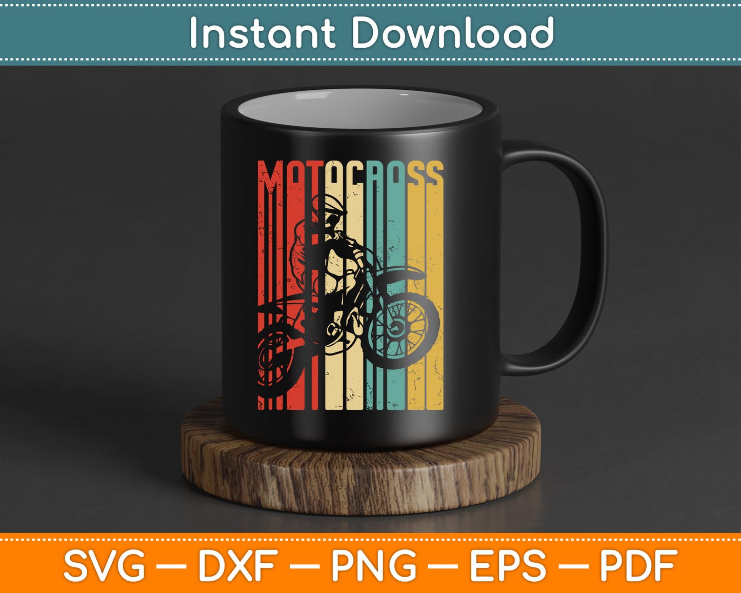 Motocross Dirt Bike Rider Retro Vintage Motorcycle SVG Digital Cutting File