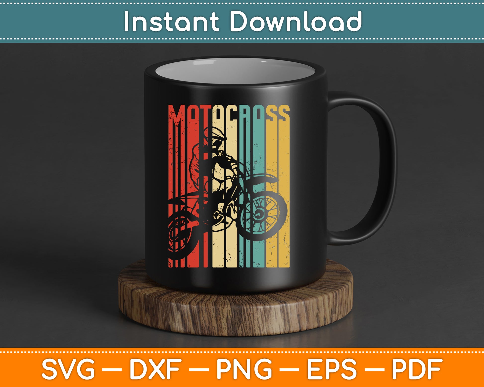 Motocross Dirt Bike Rider Retro Vintage Motorcycle SVG Digital Cutting File