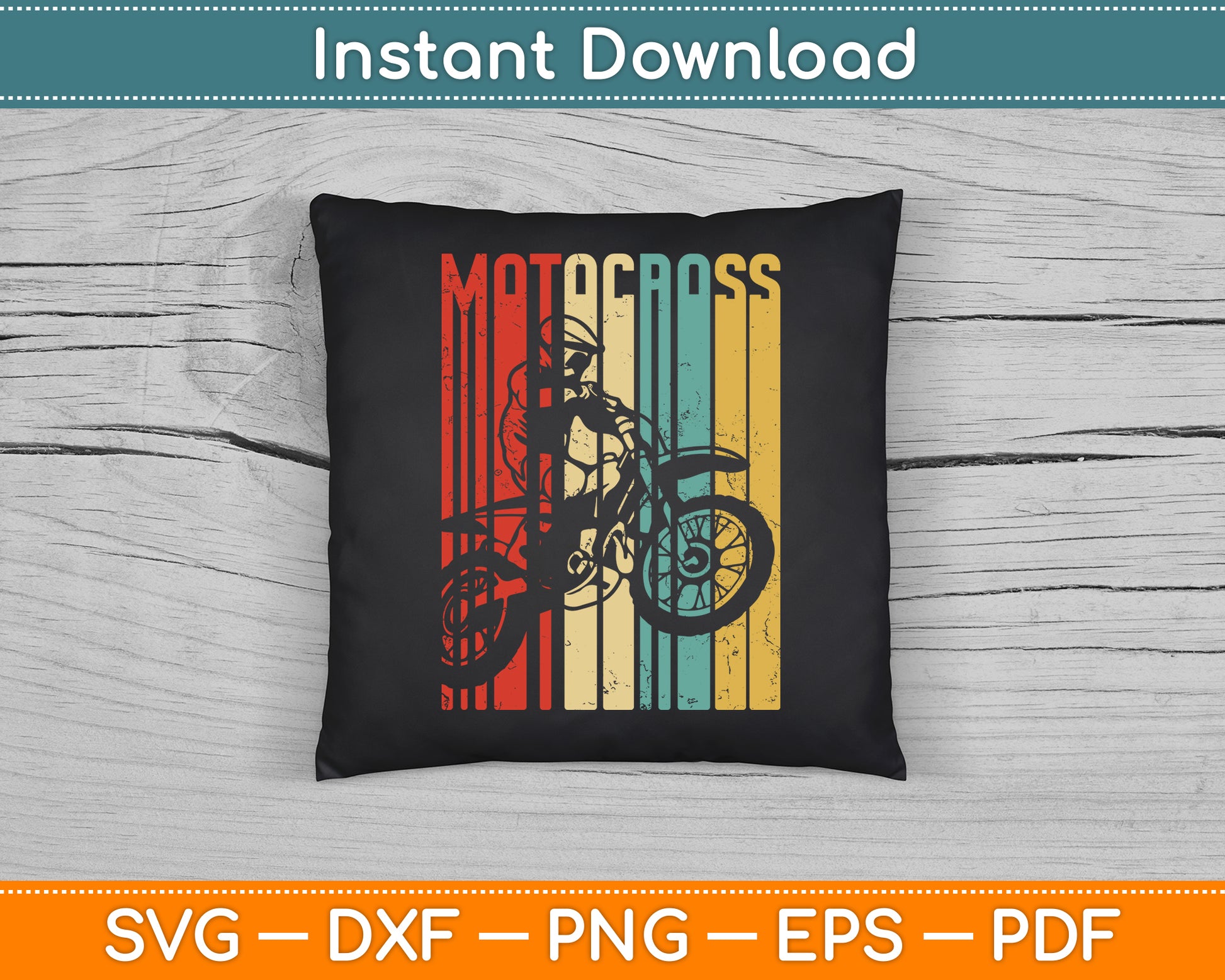 Motocross Dirt Bike Rider Retro Vintage Motorcycle SVG Digital Cutting File