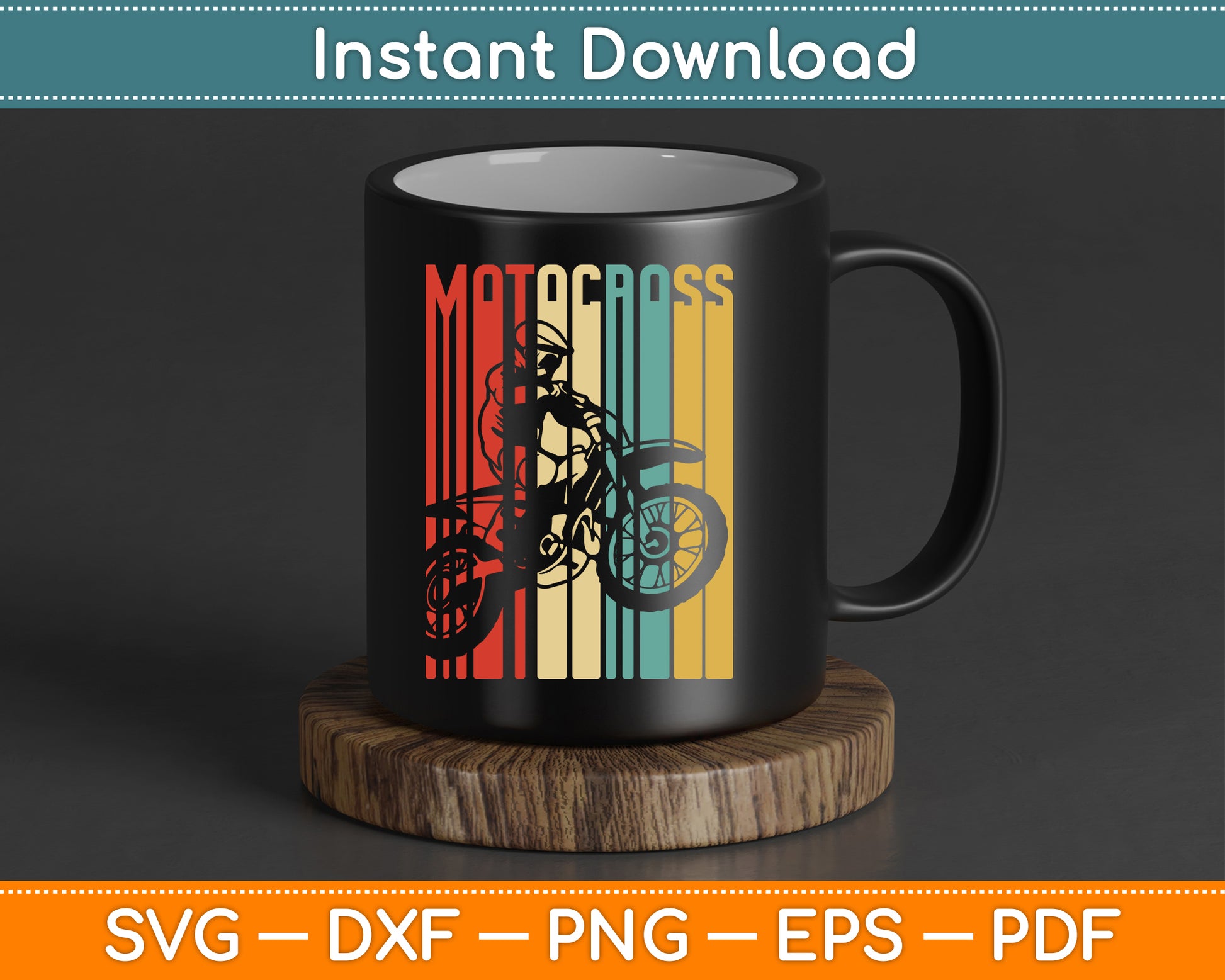 Motocross Dirt Bike Rider Vintage Motorcycle SVG PNG Design Digital Cutting File