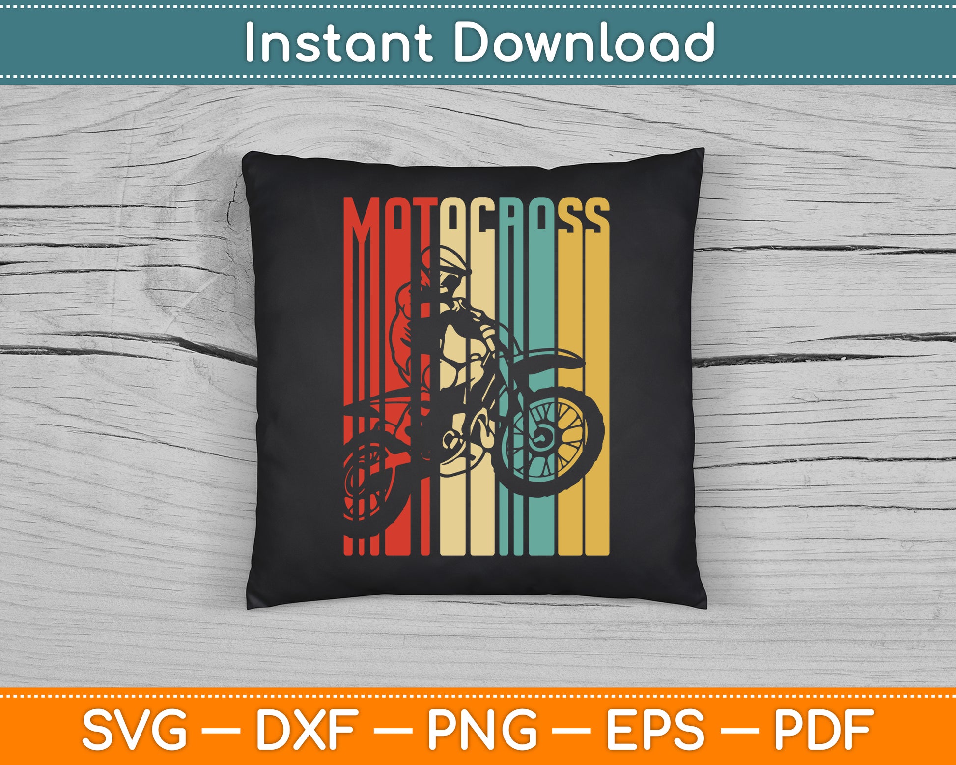 Motocross Dirt Bike Rider Vintage Motorcycle SVG PNG Design Digital Cutting File