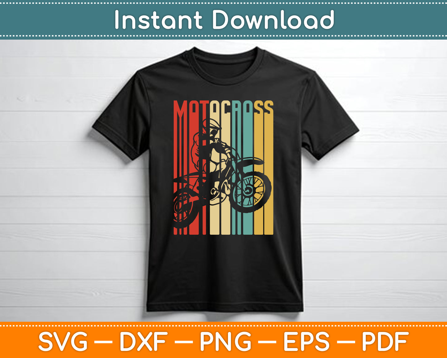 Motocross Dirt Bike Rider Vintage Motorcycle SVG PNG Design Digital Cutting File