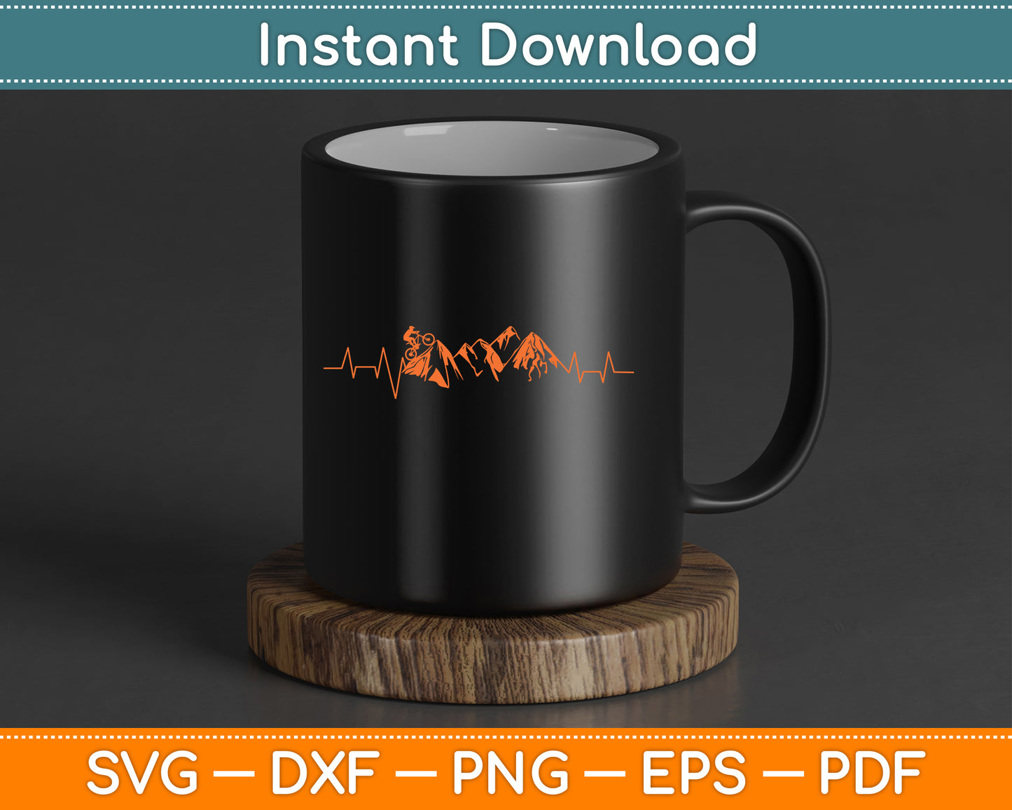 Mountain Bike Heartbeat SVG PNG Digital Cutting File