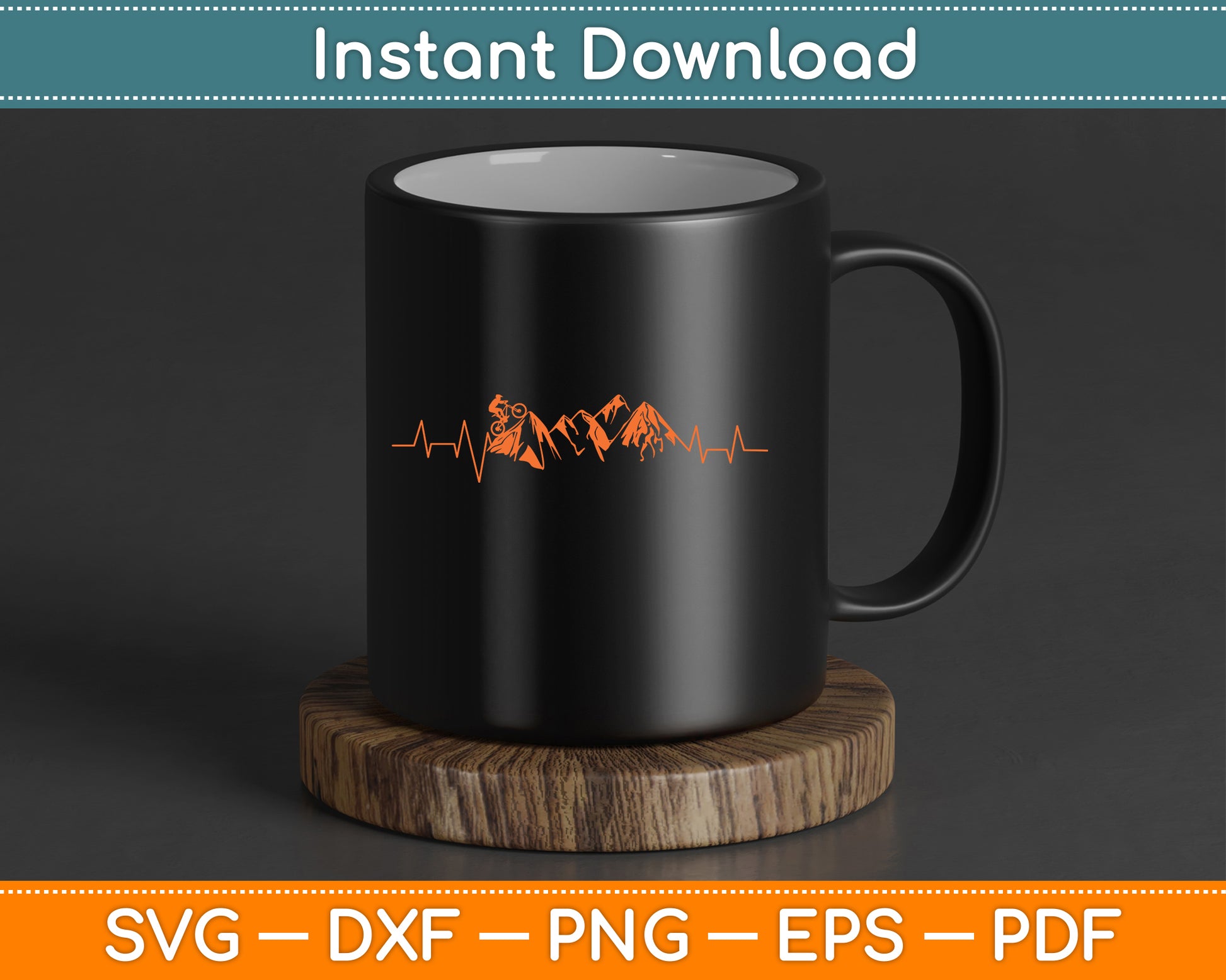Mountain Bike Heartbeat SVG PNG Digital Cutting File