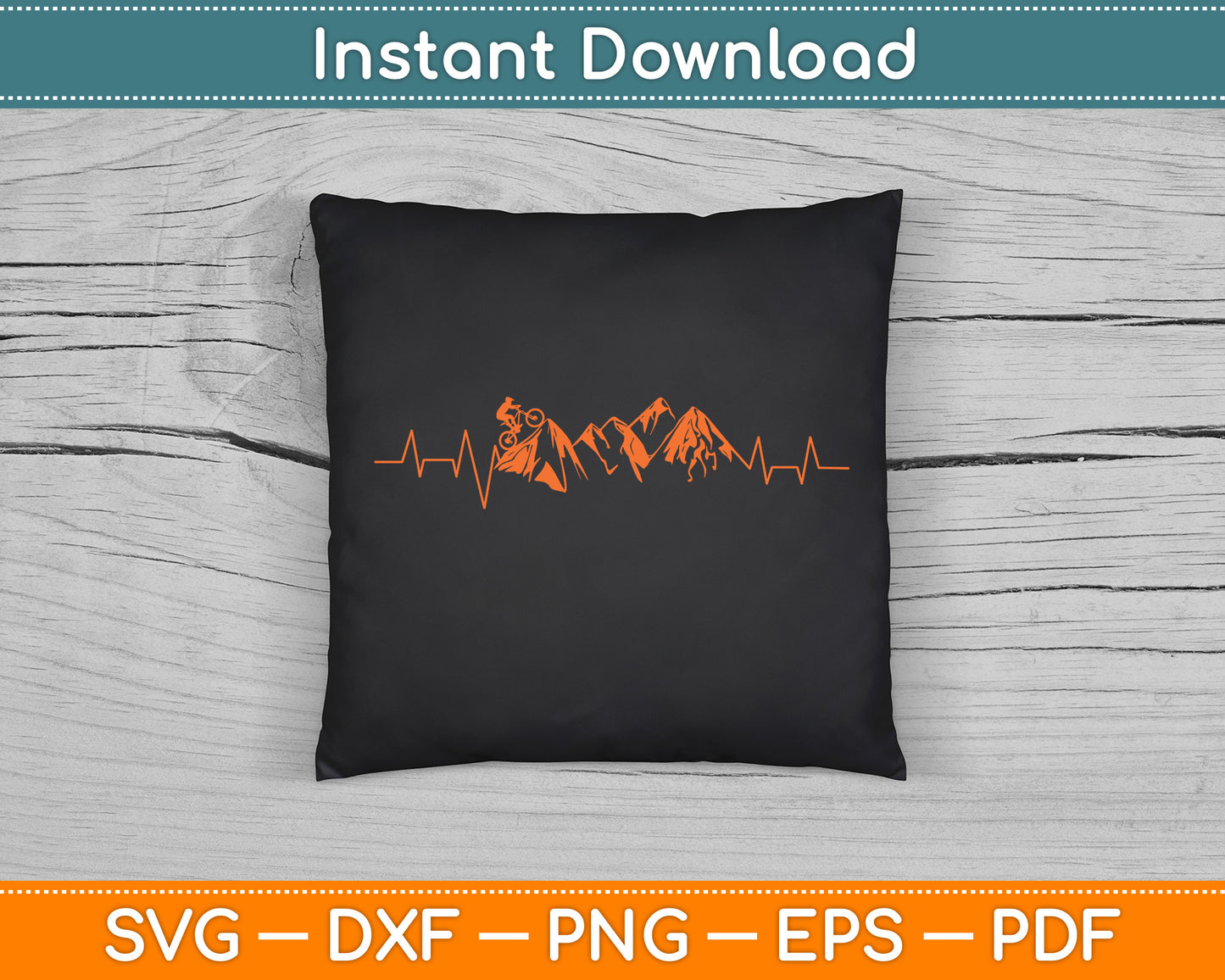 Mountain Bike Heartbeat SVG PNG Digital Cutting File