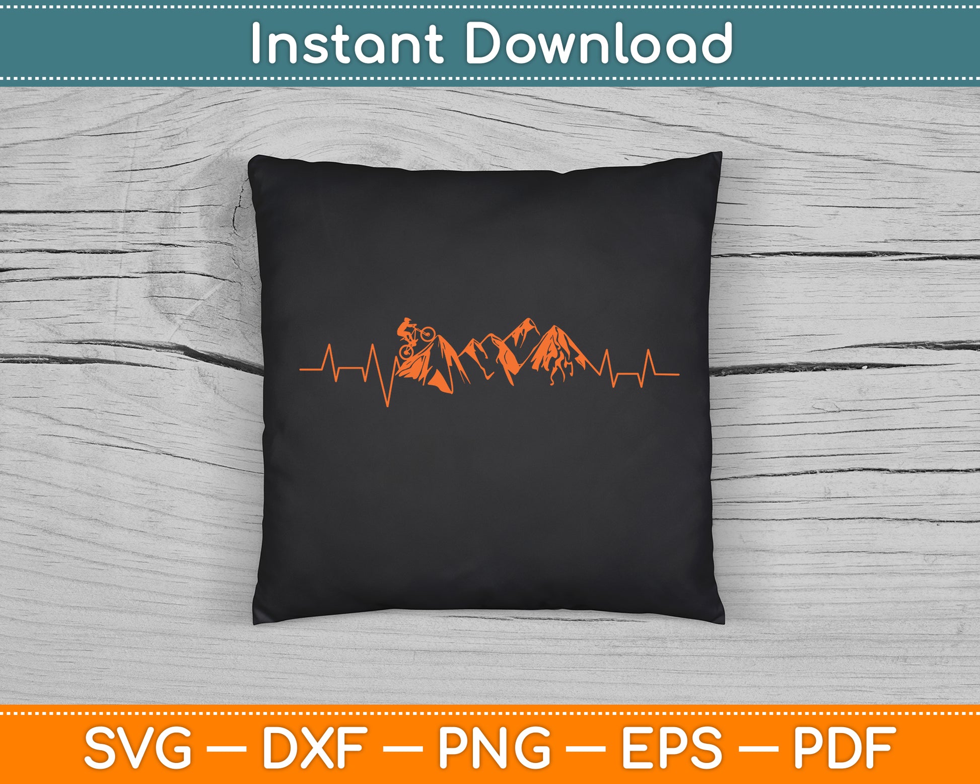 Mountain Bike Heartbeat SVG PNG Digital Cutting File