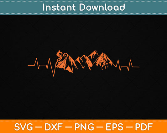 Mountain Bike Heartbeat SVG PNG Digital Cutting File