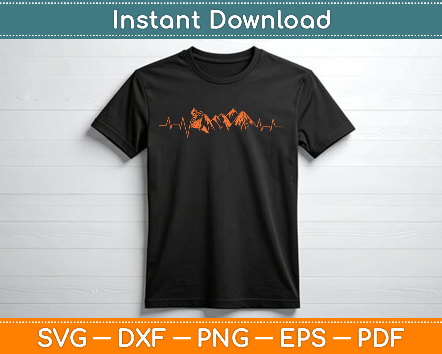 Mountain Bike Heartbeat SVG PNG Digital Cutting File