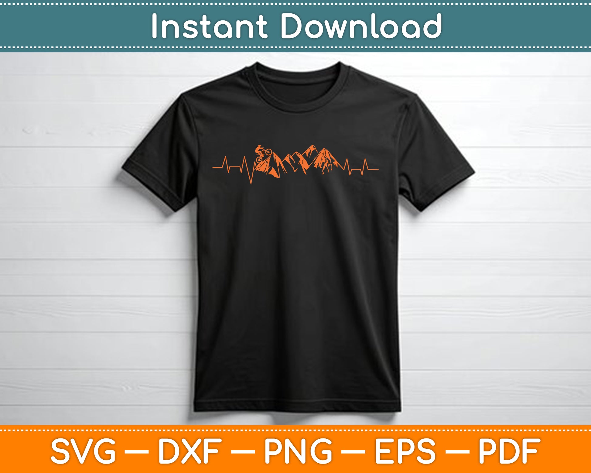 Mountain Bike Heartbeat SVG PNG Digital Cutting File
