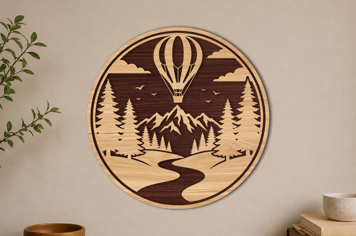 Mountain Hot Air Balloon Laser Cut SVG