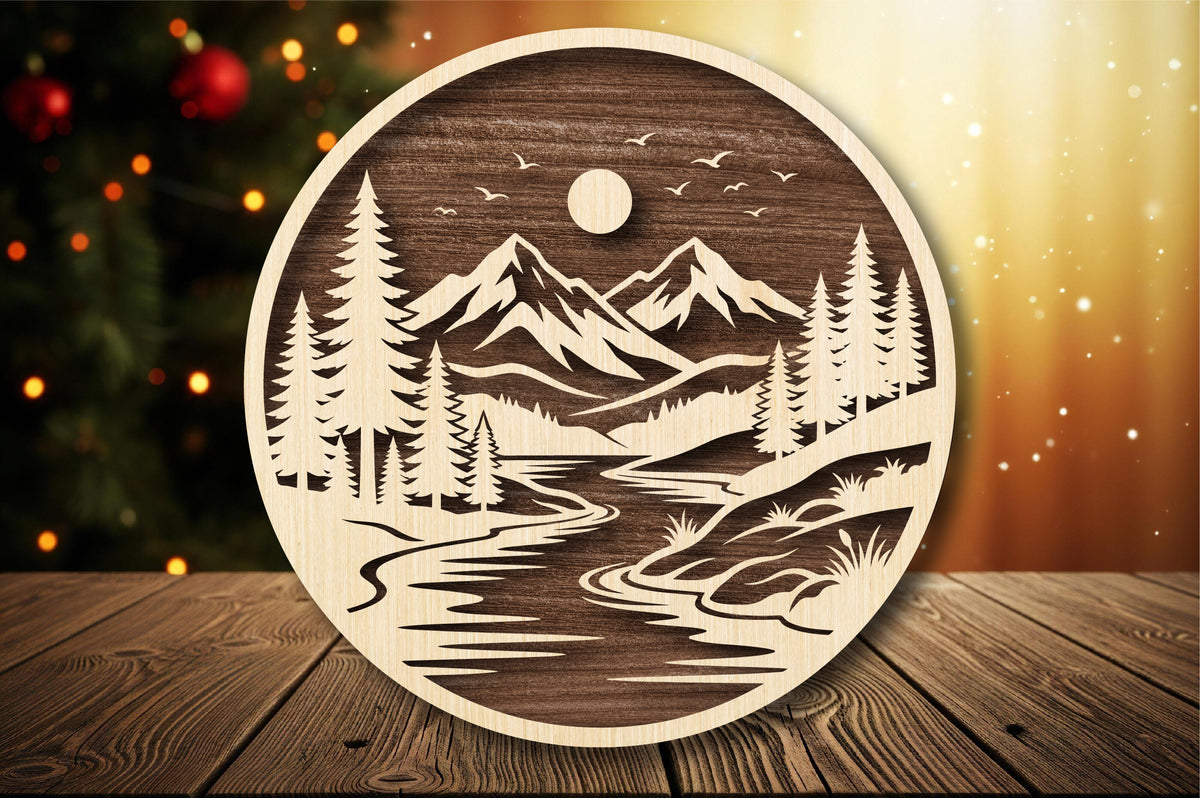 Mountain River Laser Cut SVG,