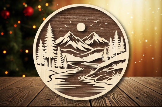 Mountain River Laser Cut SVG,