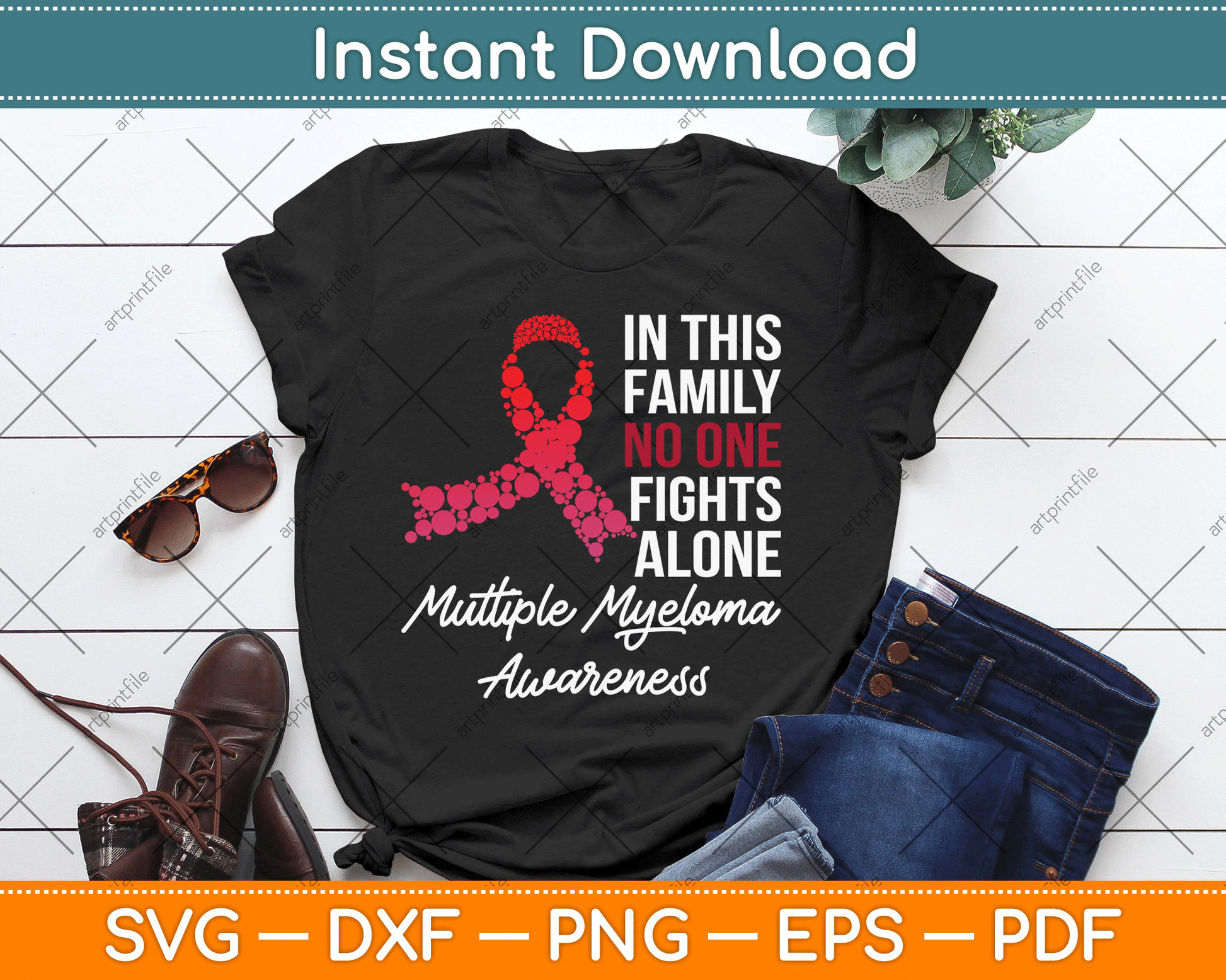 Multiple Myeloma Awareness Burgundy Ribbon Family SVG Digital Cutting File