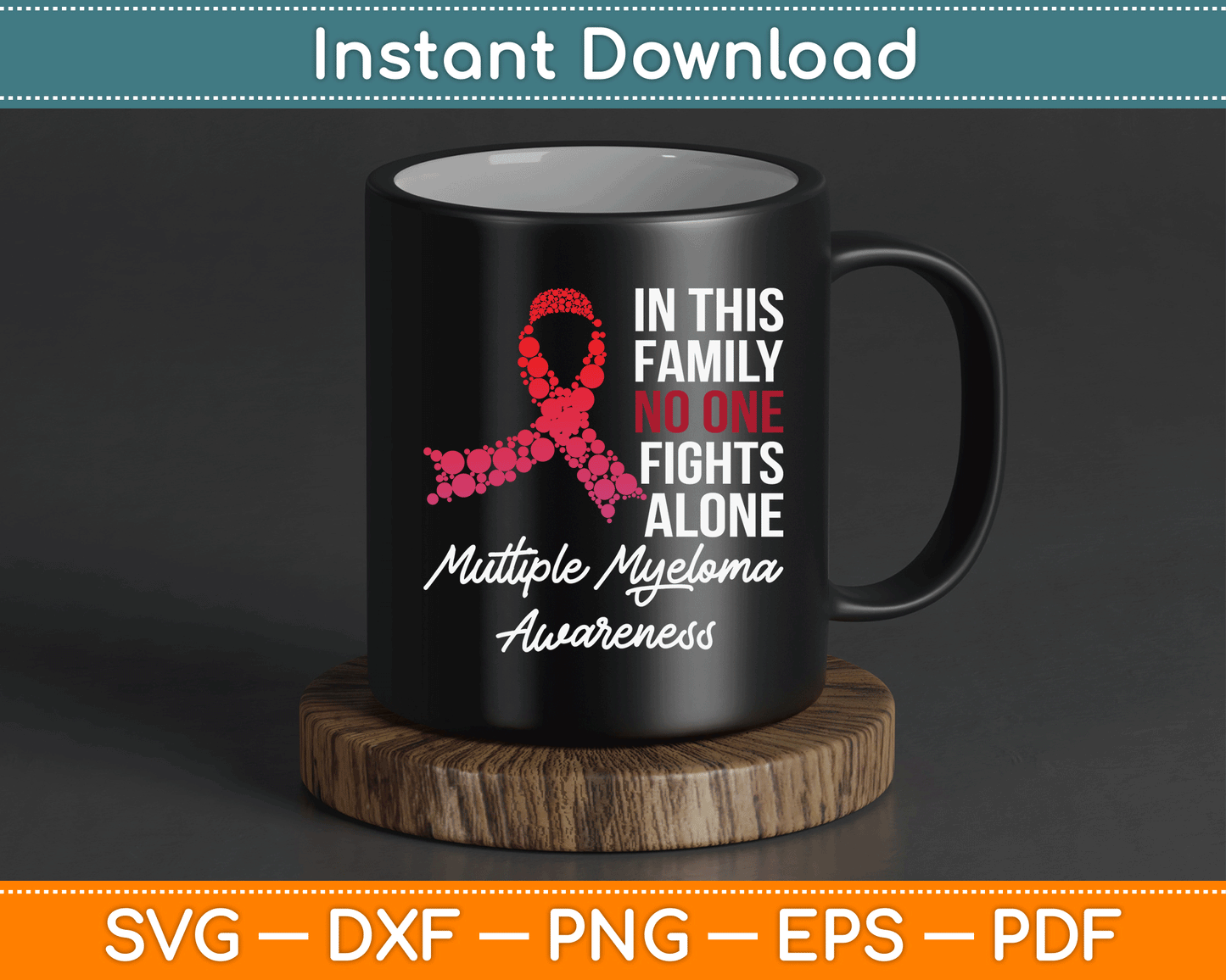 Multiple Myeloma Awareness Burgundy Ribbon Family SVG Digital Cutting File
