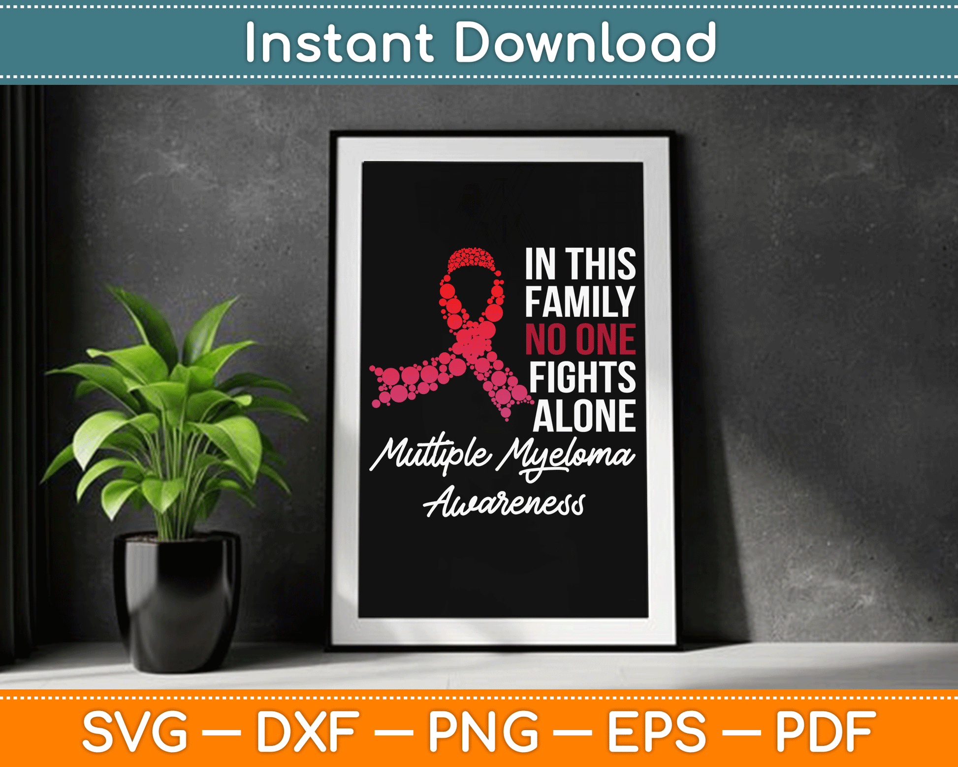 Multiple Myeloma Awareness Burgundy Ribbon Family SVG Digital Cutting File