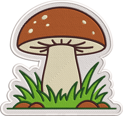 Cute Mushroom Patch Embroidery Design, Adorable Kawaii Mushroom Machine Embroidery Pattern, Woodland Mushroom Embroidery Patch Design