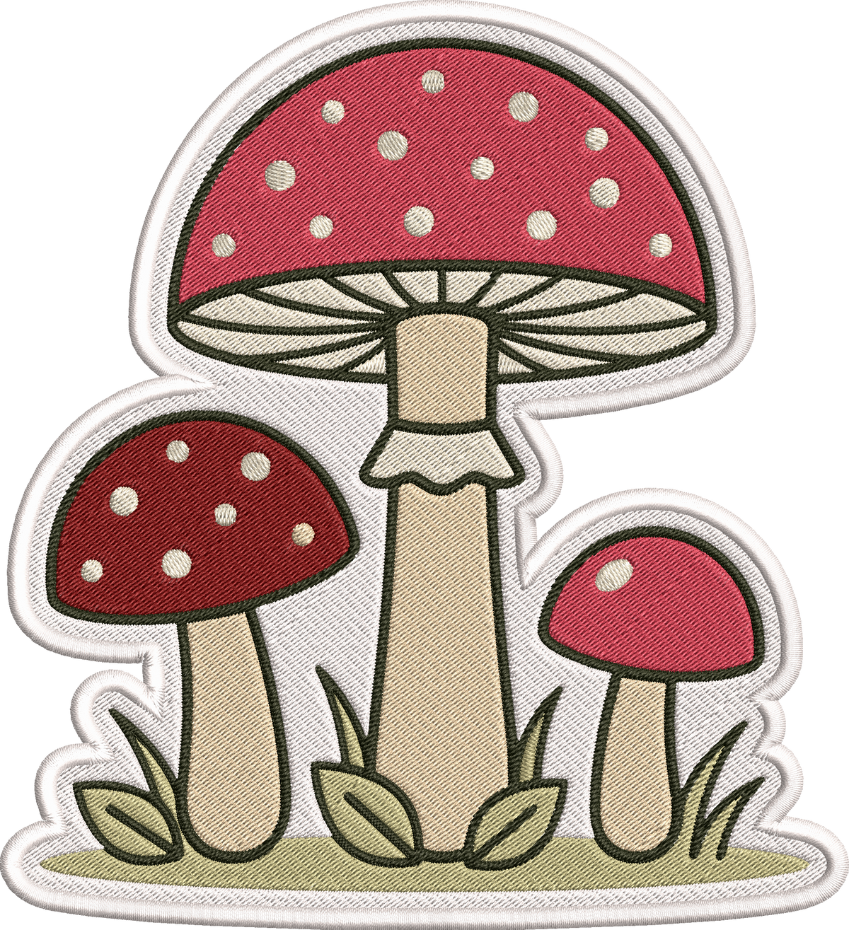 Mushroom Trio Patch Embroidery Design, Cute Woodland Mushroom Machine Embroidery Pattern, Red Mushroom Patch Embroidery Design,