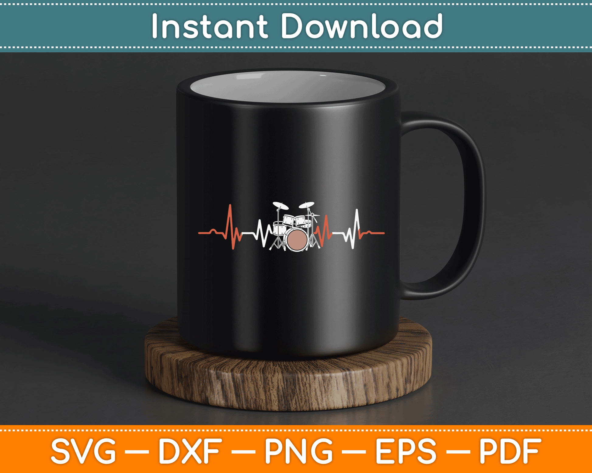 Music Lover Drum Heartbeat Drummer SVG Digital Cutting File