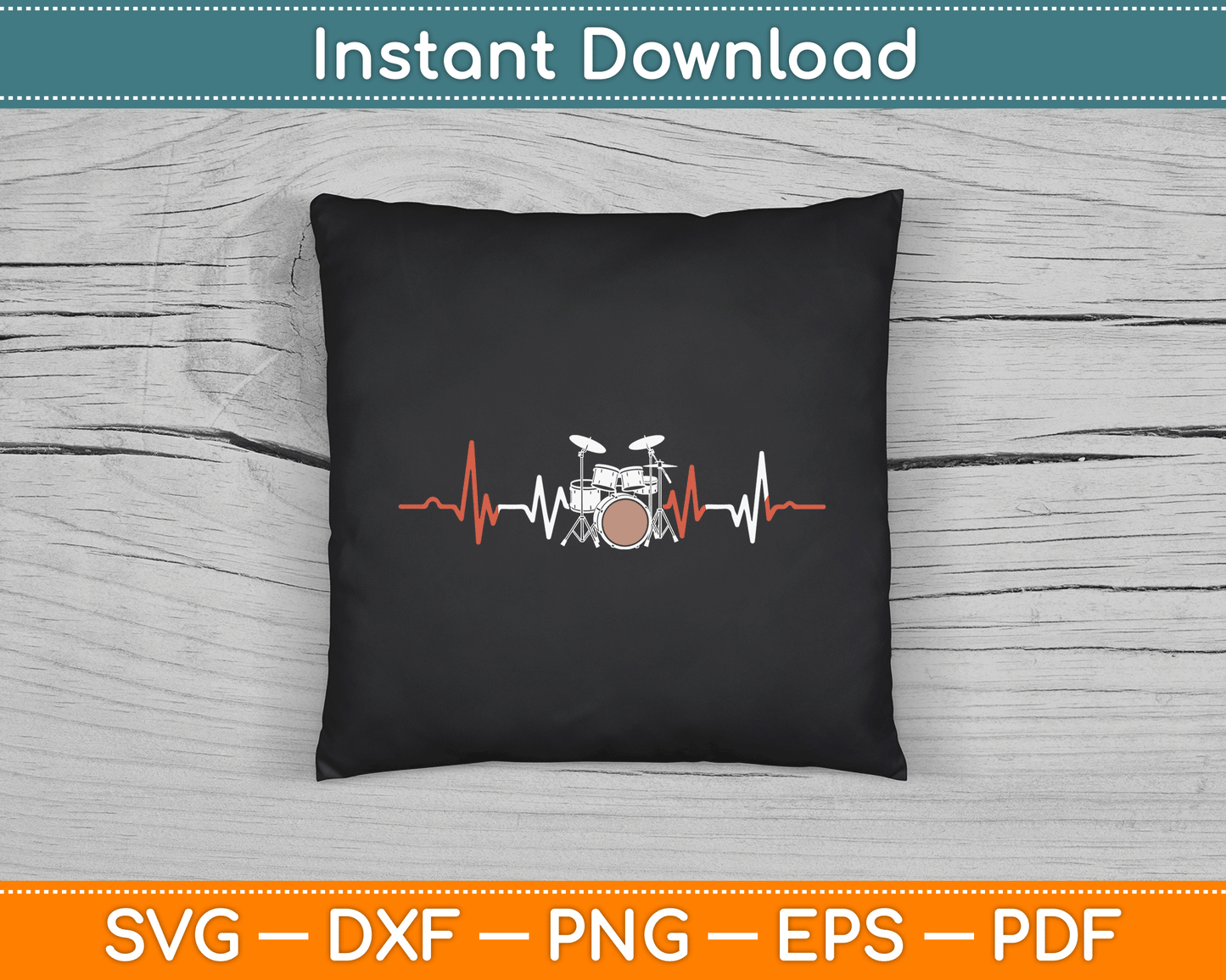 Music Lover Drum Heartbeat Drummer SVG Digital Cutting File