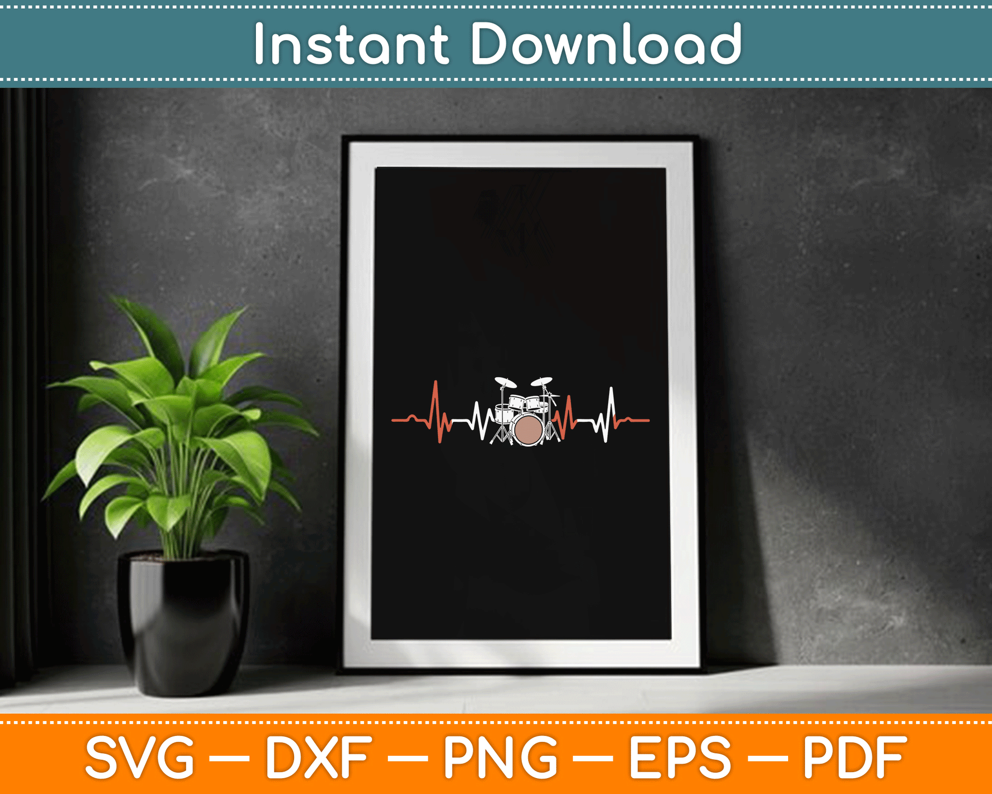 Music Lover Drum Heartbeat Drummer SVG Digital Cutting File