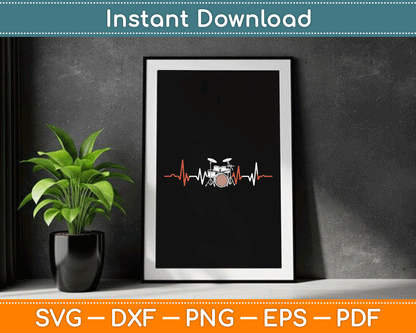 Music Lover Drum Heartbeat Drummer SVG Digital Cutting File