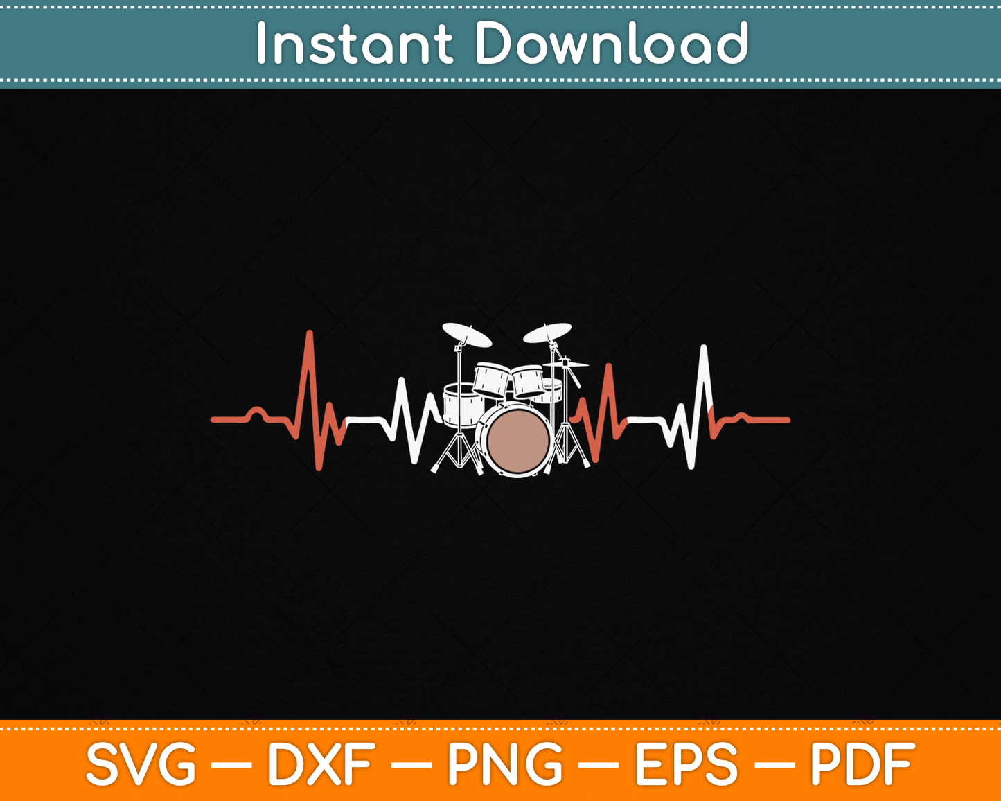 Music Lover Drum Heartbeat Drummer SVG Digital Cutting File
