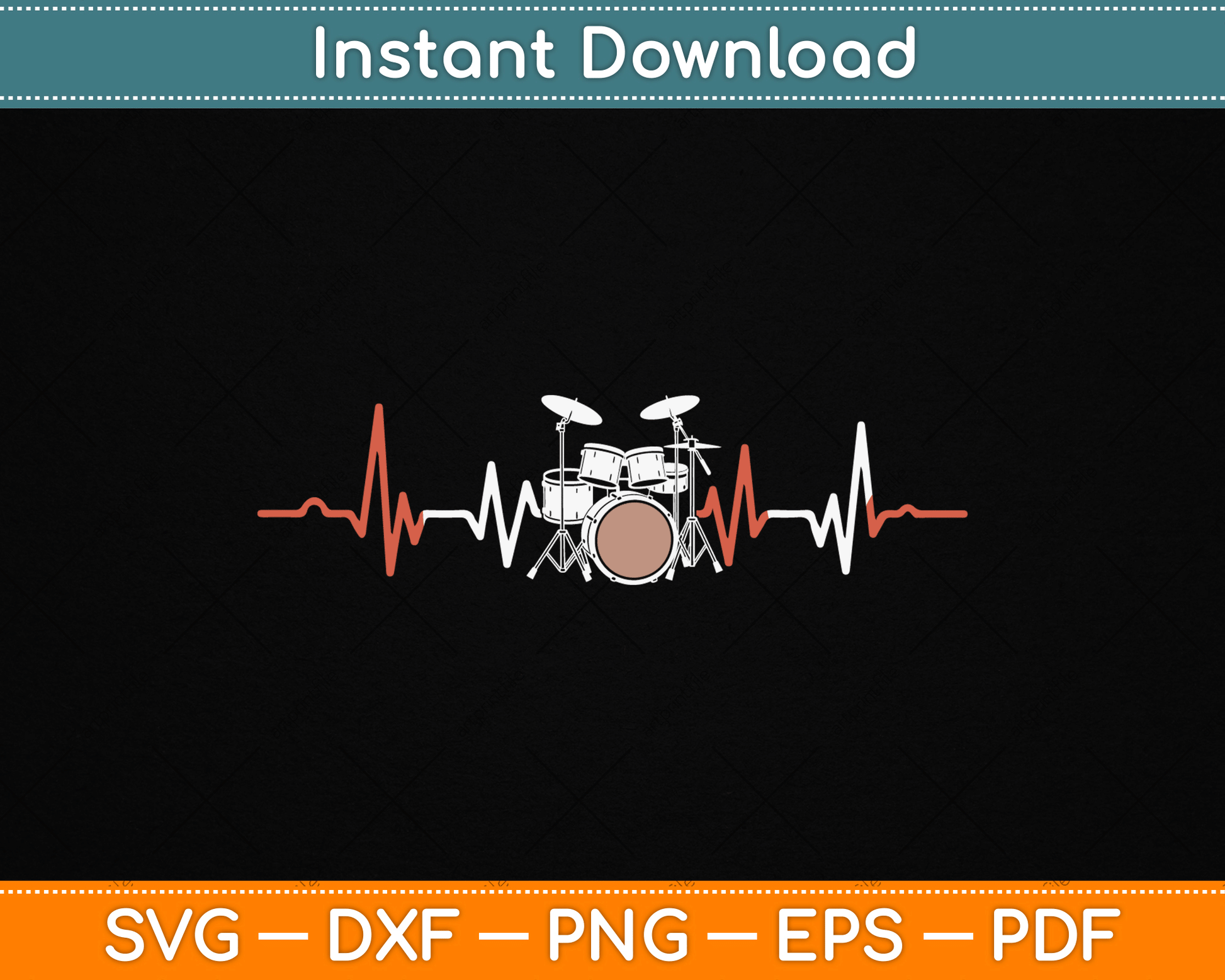 Music Lover Drum Heartbeat Drummer SVG Digital Cutting File