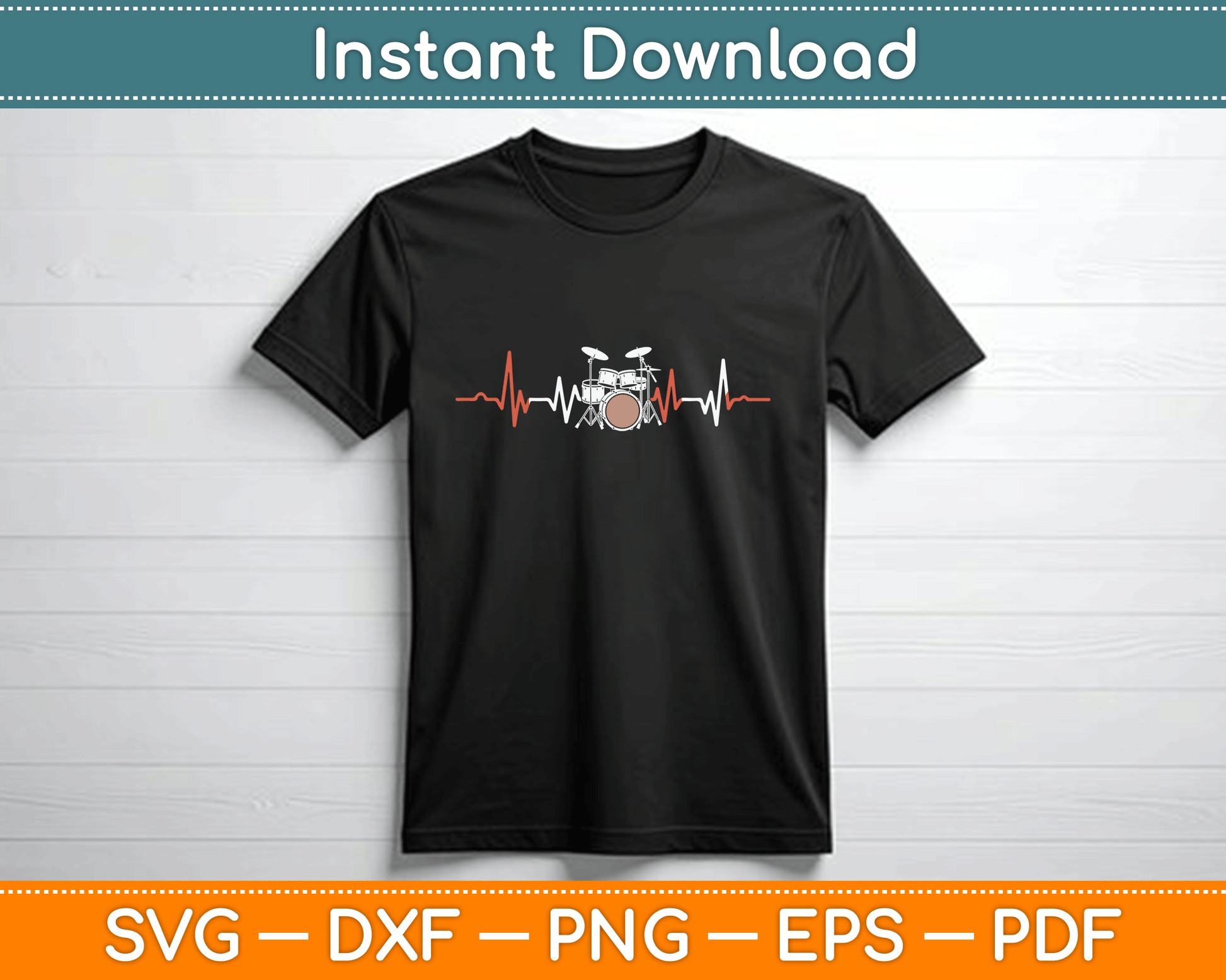 Music Lover Drum Heartbeat Drummer SVG Digital Cutting File