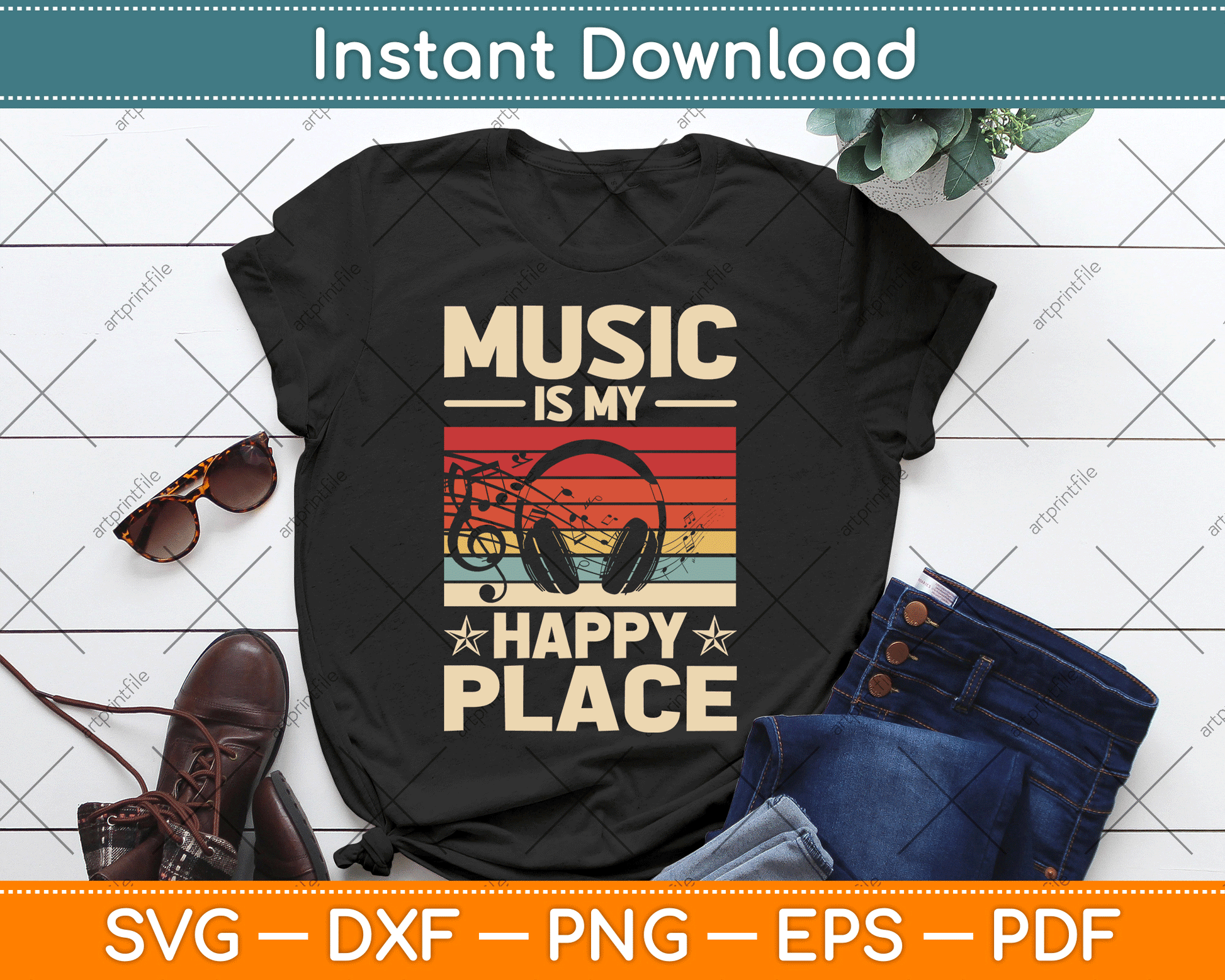 Music is My Happy Place Musician SVG Digital Cutting File
