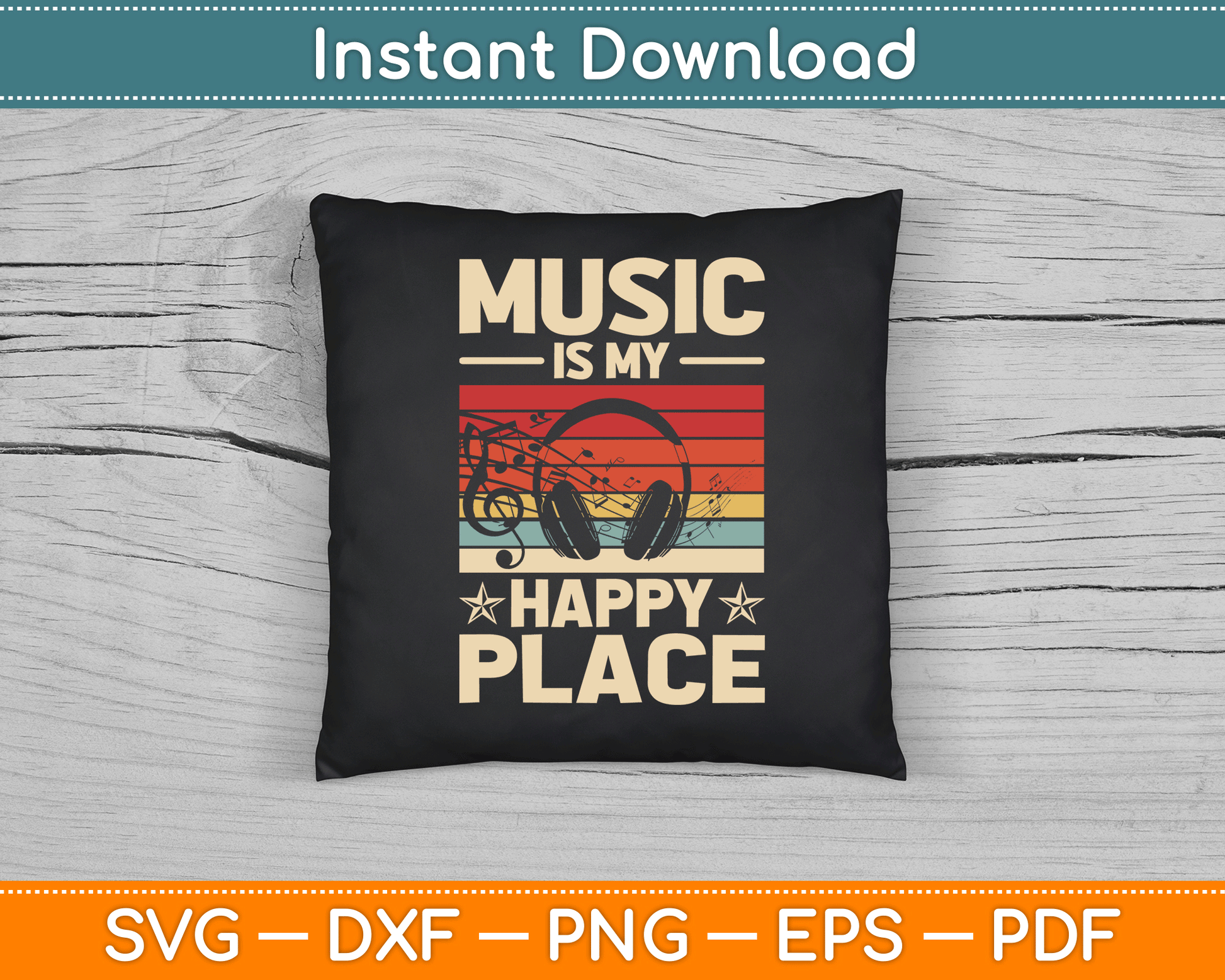Music is My Happy Place Musician SVG Digital Cutting File