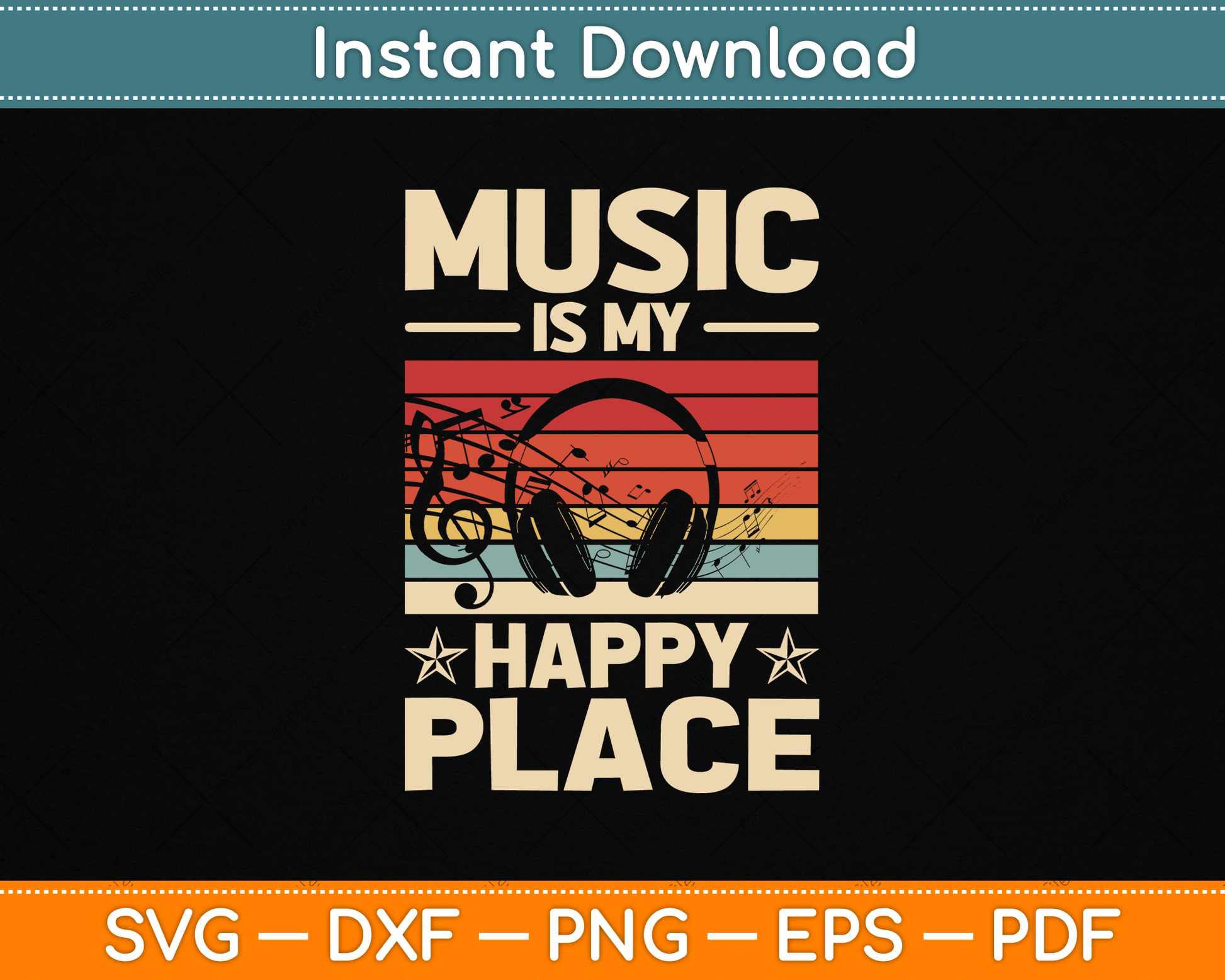Music is My Happy Place Musician SVG Digital Cutting File