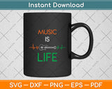 Music is Life Heartbeat Electric Guitar Music Lover Svg Digital Cutting File