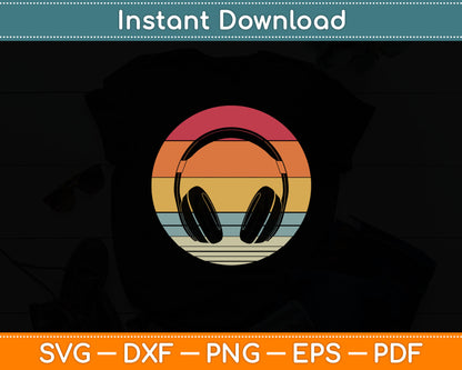 Music Lover Producer DJ Funny Retro Headphones Svg Digital Cutting File