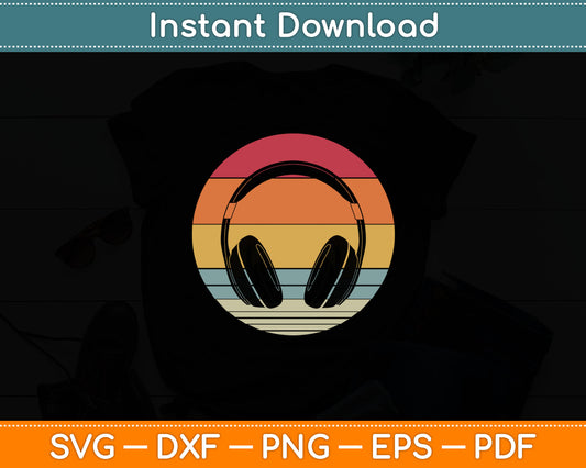 Music Lover Producer DJ Funny Retro Headphones Svg Digital Cutting File