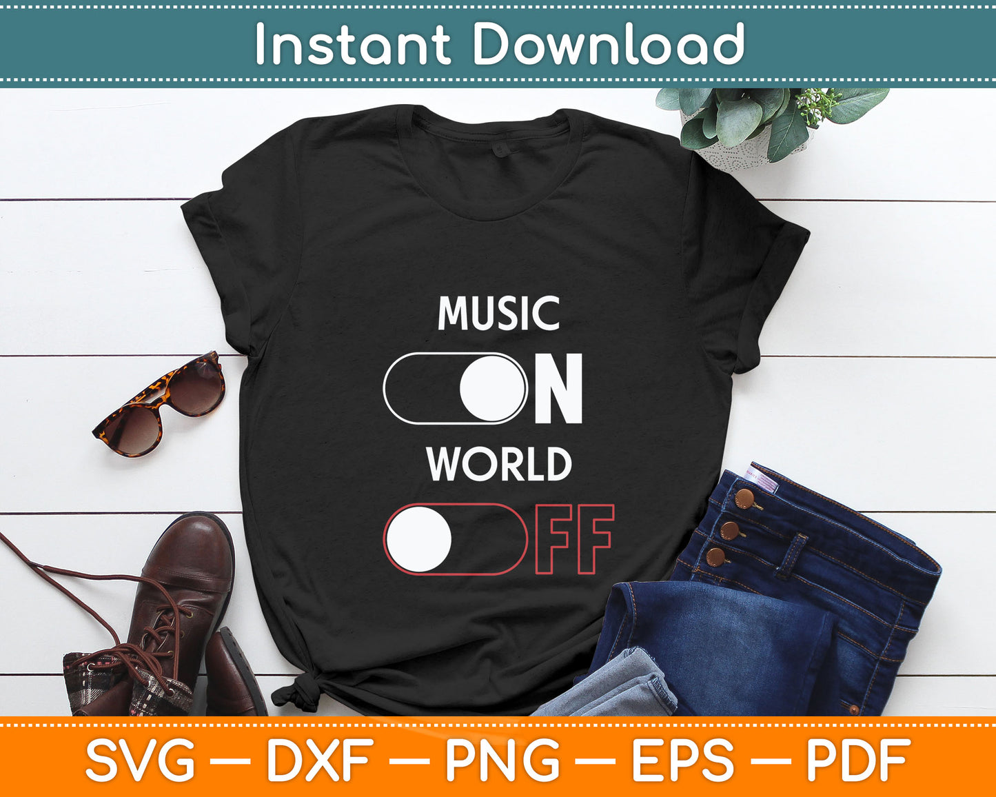 Music On World Off Music Lover DJ Musician Svg Digital Cutting File