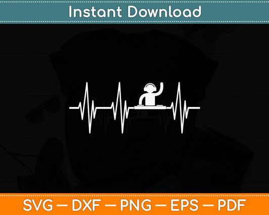Music Producer Disc Jockey Heartbeat ECG Pulse DJ Mixing Console Svg Cutting File