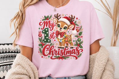 My 1st Christmas Reindeer PNG Cute Baby Reindeer Holiday Sublimation Design