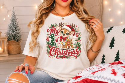 My 1st Christmas Reindeer PNG Cute Baby Reindeer Holiday Sublimation Design