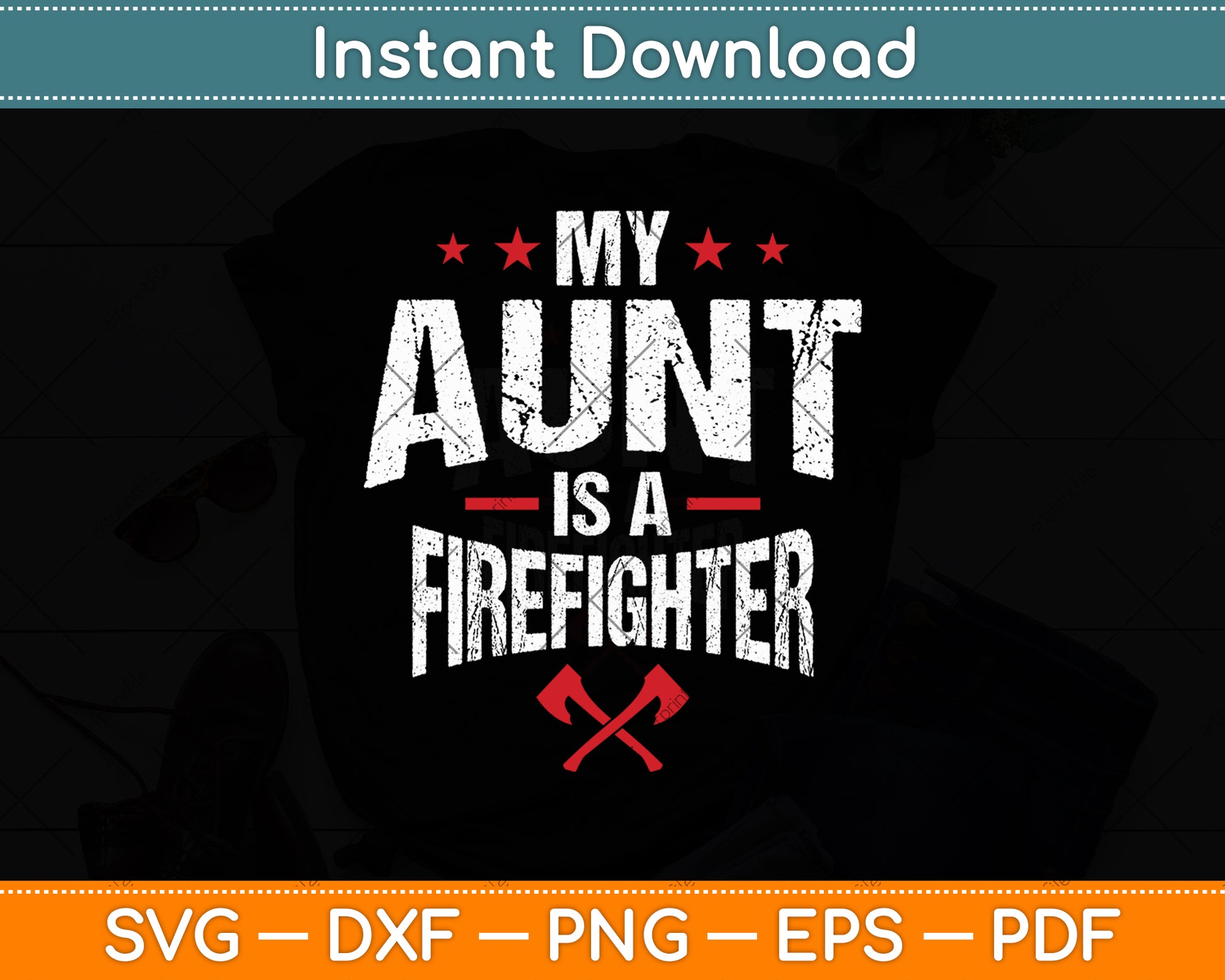 My Aunt Is A Firefighter Vintage Thin Red Line Svg Digital Cutting File