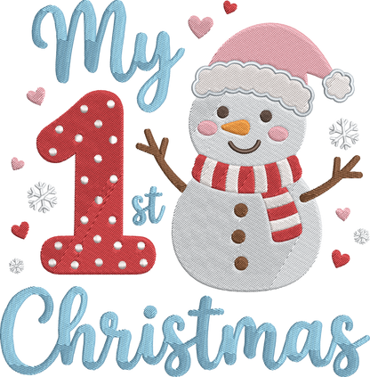 My First Christmas Machine Embroidery Design – Cute Baby First Christmas Embroidery Pattern, Holiday Machine Embroidery Design